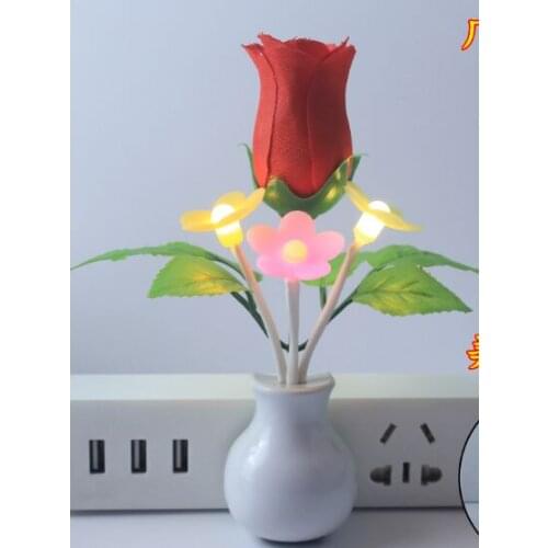 Rose Led Sensor Night Lights Lamp Light Operated Induction Flash Lights Lamp Bedroom Beside Lighting Novelty Item Gifts