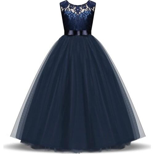 Flower Girls Party Dress For Girls Party Dress Tulle Lace Long Princess Dress Bridesmaid Clotheing Teen Girl Dresses 5-14 Y