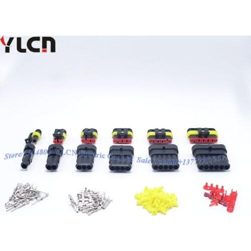High Quallity 6set 1/2/3/4/5/6 Pin Way HID Waterproof Electrical Wire Connector Plug 6 in 1 sample kits for car Boat ect