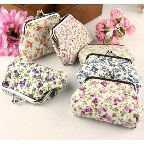 Women purse for coins Lady Retro Vintage Flower Small Wallet Hasp Purse Clutch Bag carteira feminina couro visiting cards bag