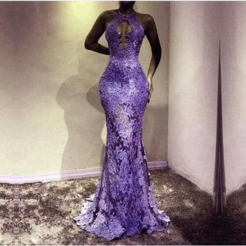 SuperKimJo Robes De Soiree Purple Lace Evening Dresses Long Beaded Applique Mermaid Elegant Modest Sexy Formal Dresses 2021