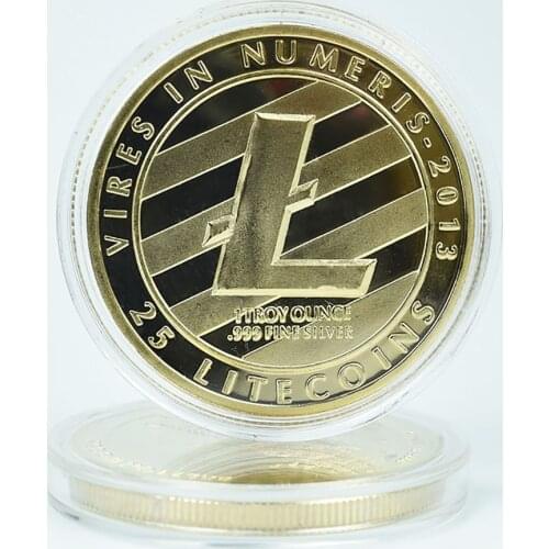 1pcs 0.999 Silver Gold Plated Litecoin LTC Coin Cryptocurrency Coin