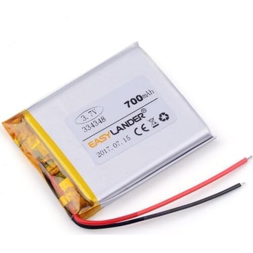 3.7v lithium ion rechargeable battery 334348 700mah for MP5 DVR GPS Toy Sound card