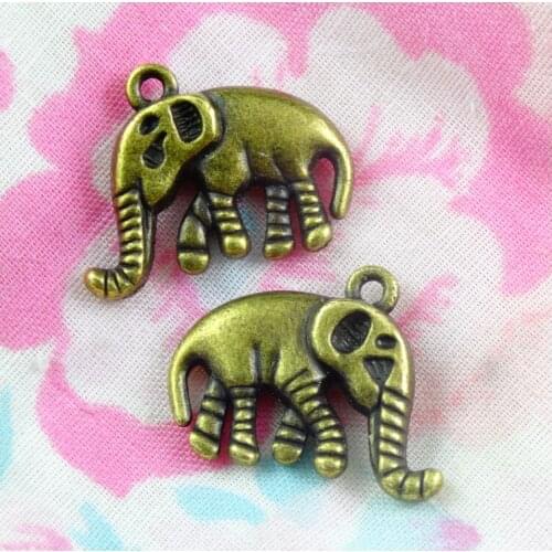 30pcs Antique Bronze Plated Elephant Charms Pendant DIY Handmade Jewelry Findings 20*16MM