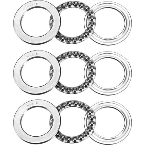 51108 Single Direction Thrust Ball Bearings 40mm x 60mm x 13mm Bearing Steel (Pack of 3)