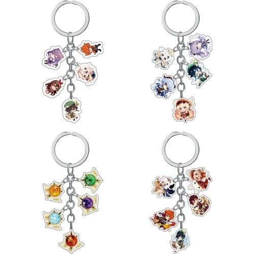 Anime Keychain Genshin Impact Element Vision Gods Eye Mondstadt Liyue Harbor Accessories Bag Pendant Key Chain for Girl Gift