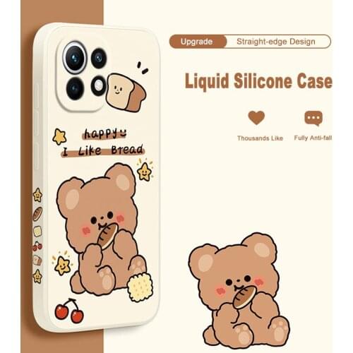 ASINA Cartoon Case For Xiaomi Mi11 10 Poco X2 F2 F3 Straight EdgeLiquid Silicone Cases For Redmi Note 9 8 7 Cover Capa Couple