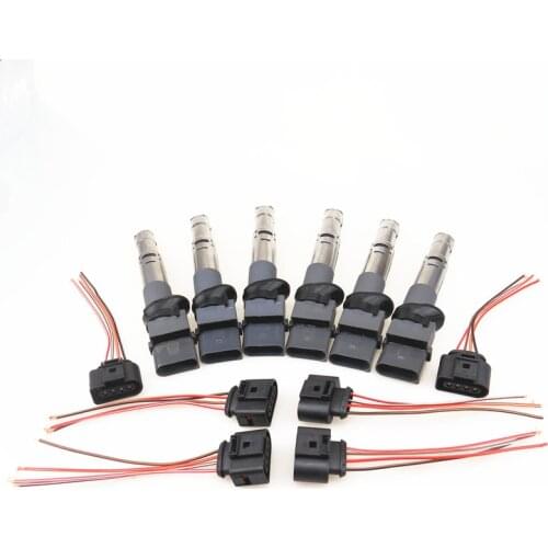 AZQFZ Car Voltage Engine Ignition Coil+Plug Cable For Q7 Superb VW Eos Passat Phaeton Touareg Passat CC 022 905 715 A 1J0973724