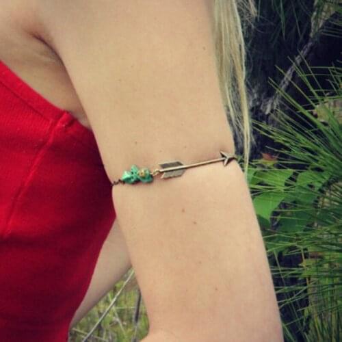 Arrow Arm Chain Bracelet Boho Chic Turqouises Bronze Slave Chain Tribal Body Harness Gypsy Jewelry, Armlet, Arm Cuff