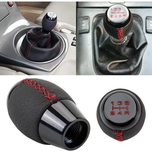 5 Speed Fashion Car Shift Knob Black Leather Manual Lever Handbrake Covers Universal For BMW VW Citroen Audi Toyota Ford Mazda