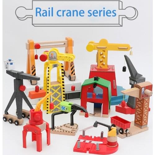 Wooden Track Railway Bridge Tower Universal Accessories Educational Toy Compatible All Wood Train Track Biro Track Toys for Kids
