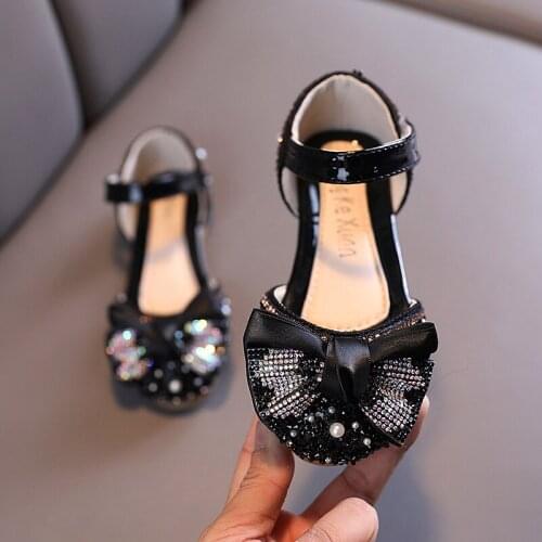 Baby Summer Party Crystal Bow Leather Dress Shoes For Girl Princess Toddlers Sandals For Beach ChildrenS 1 3 5 6 8 9 10 12 Year