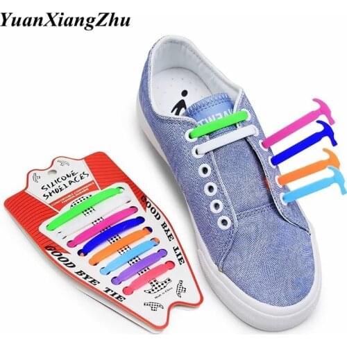 16pcs/lot Silicone Shoelaces Elastic No Tie Shoe laces Kids Adult Unisex Shoelace Lazy Laces Sneakers Rubber Shoelaces 13 colors