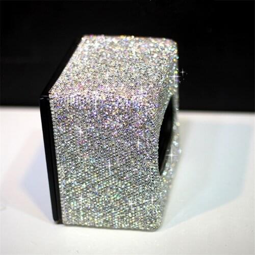 Luxury Shiny Crystal Small Size Car Tissue Box Pink Gold Purple White Home Office Use Tissue Box Paper Towel Case for Women Girl