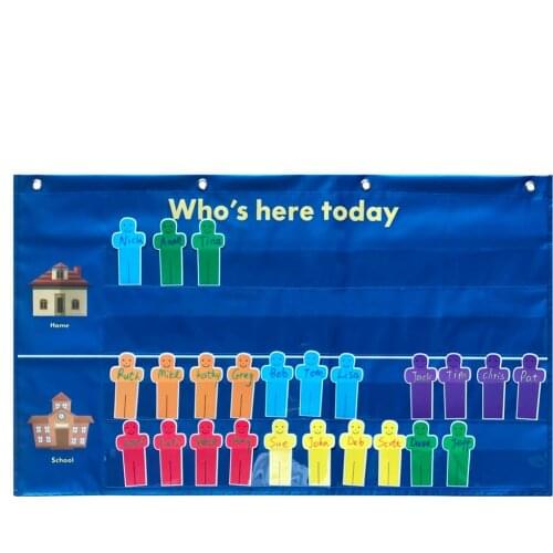 Godery Who Is Here Today Attendance Chart Classroom Multiuse Pocket Chart With 36 Replacement Cards
