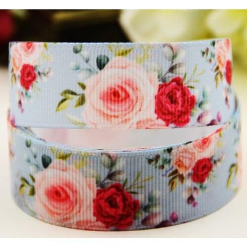 22mm 25mm 38mm 75mm Flower Cartoon printed Grosgrain Ribbon party decoration 10 Yards X-03905