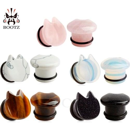 Wholesale Price Cat Ear Natural Stone Ear Piercing Tunnels Stretchers Body Jewelry Expanders Earring Gauges Fashion Gift 32PCS