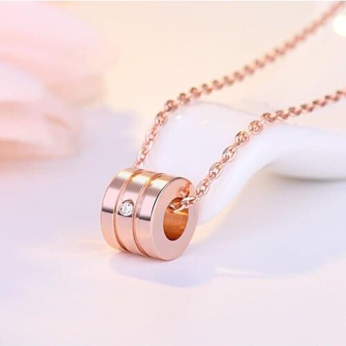 Lucky Bead Transfer Single Imbue Diamond Pendant Necklace Women Rose Gold Temperament Fashion Choker Chain Couple Gift Jewelry