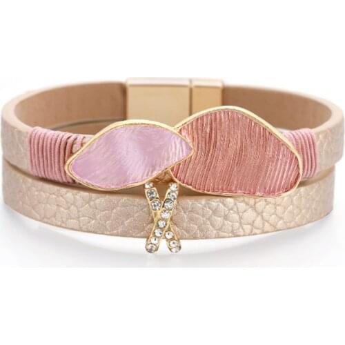 Multilayer Leather Bracelets for Women 2021 Fashion Boho Drop Oil Metal Charm Wrap Bracelet Femme Jewelry