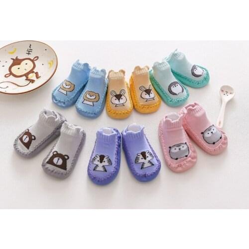 Fashion cartoon baby leather-soled socks baby toddler floor socks, fox non-slip childrens soft-soled footwear baby shoes