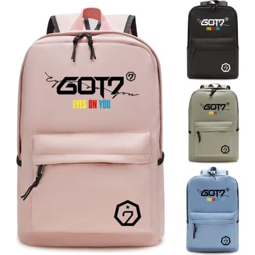 GOT7 Kpop Stars Fanmade Canvas School Backpack Canvas Bookbag Travel Shoulder Bag Satchel (Black Blue green Pink)