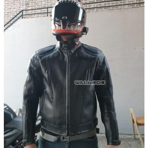 PU Leather Jacket Motorbike Synthetic Downhill Bike Offroad Motorcycle Mens Black Jackets With Protector