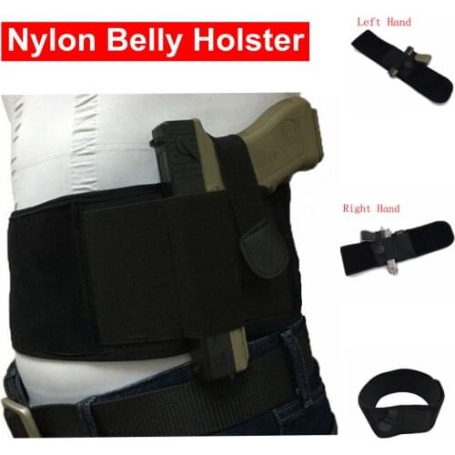Nylon Belly Band Pistol Gun Holster Right/Left Hand Adjustable Concealed Carry Belt Holster Fits for Glock 17 19 Beretta 92 M9