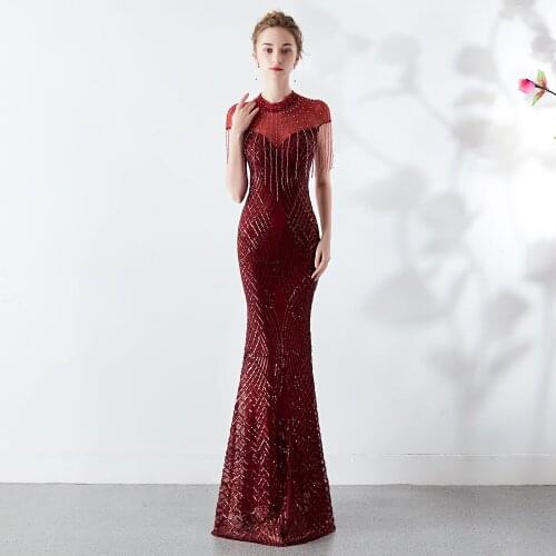 2019 new evening dress summer long fishtail slimming banquet noble dress dress party woman lady dresses party dress