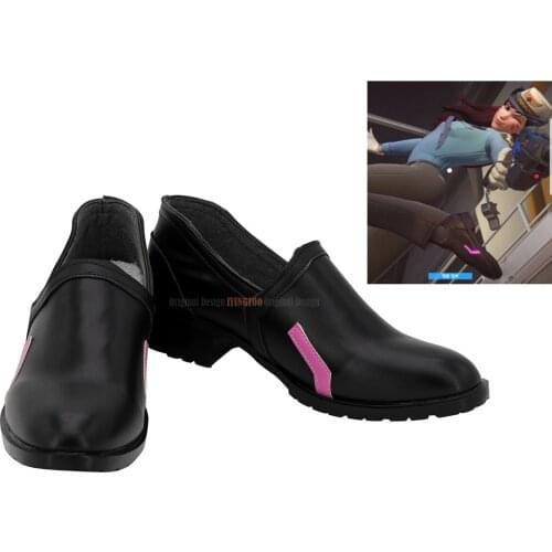 OW DVA Shoes Cosplay Overwatchs DVA Policewoman Skin Cosplay Shoes Black Boots Custom Made