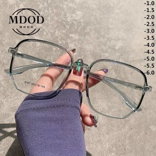 MODO 2020 New Fashion Oversized Polygon Reading Glasses Female Myopia Glasses Irregular Women Flat Mirror Glasses -1.0 to -6.0