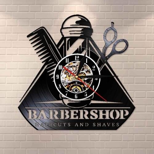Original Gift for Hairdresser Vinyl Record Wall Clock Barber Shop Retro Vinyl Wall Clock Hair Salon Antique Art Clock Watch Deco
