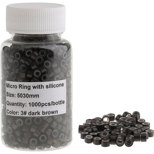 Lot 1000 Silicone Hair Extension Micro Rings Beads Tube Brown Blonde Black Red