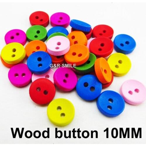 50PCS 10MM Color Bow Skirt Button Painting Wooden Pearl Buttons Coat Boots Sewing Clothes Accessory Garment Fits MCB-042