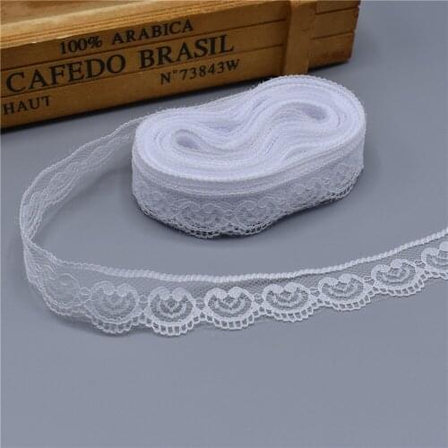 10 Yards White Lace Ribbon Tape 22MM Wide Trim DIY Handicrafts Embroidered Net Cord For Sewing Decoration african lace fabric