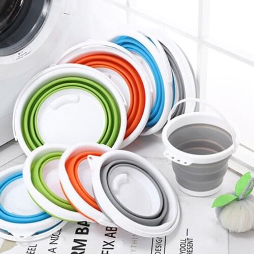 1.5L/3L/5L/10L Folding Bucket Portable Foldable Basin Car Wash Vegetable Fruit Basin High Capacity Camping Household Clean Tool