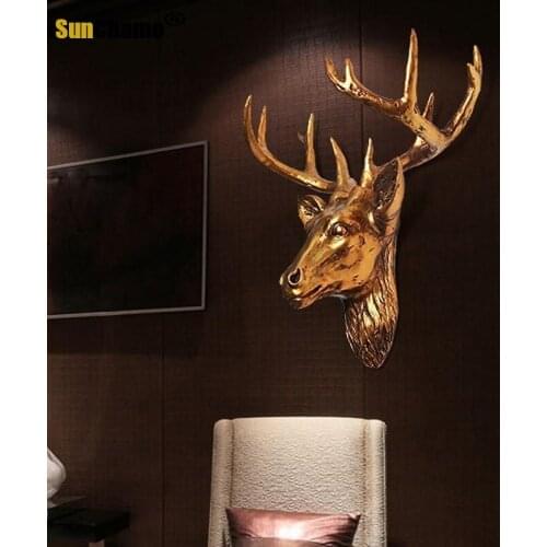 Buddha statue Real Home Decoration Accessories European Deer Animal Head Hanging On The Wall Mural Bar Living Room Pendant buda