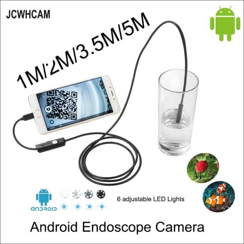 JCWHCAM HD 720P OTG Android USB Endoscope Camera 8mm 5M 3.5M 2M 1M 10M Flexible Snake USB Pipe Inspection Borescope