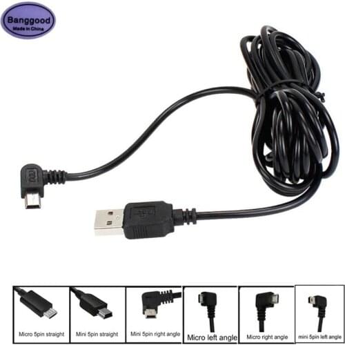 3.5m USB Type-A to Mini / Micro 5Pin Straight/Left/Right Angle Charging Cable for GPS DVR Dash Cam Navigator Drop ship
