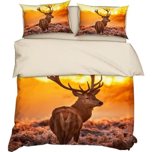 YuXiu 3D Printing Animal Dusk Prairie Elk Duvet Covers Black Bedding Set Bed Linen Cover Pillowcases King Queen Full Twin Double