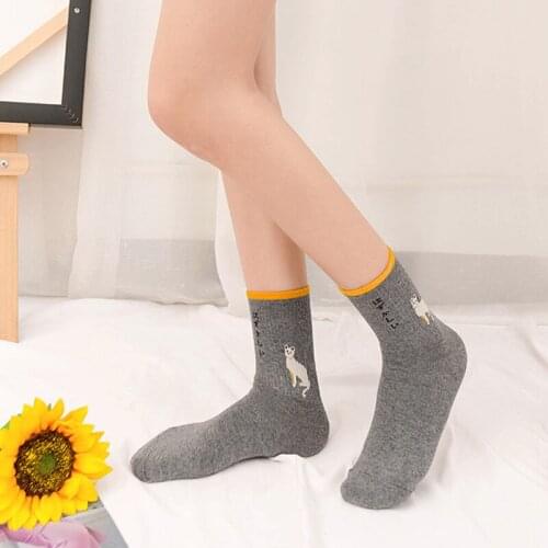 Cute Cat Womens Socks Autumn Winter Cotton Cartoon Funny Animal Long Socks Female Casual Mid Stocking Korean Girls High Socks