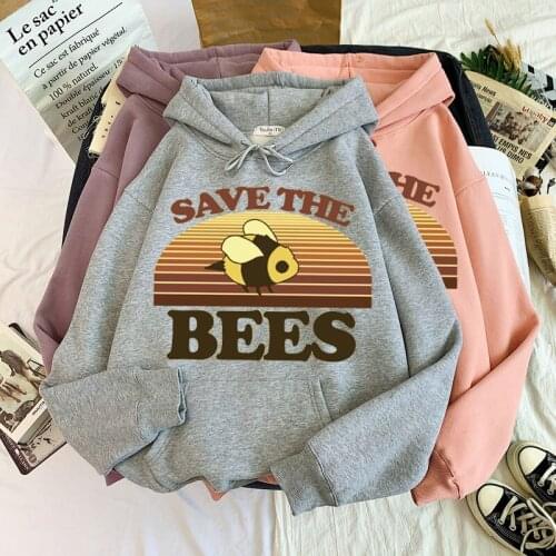 Hooded sweater autumn and winter ladies hooded sweater ladies cartoon bee long-sleeved hoodie Harajuku white hoodie