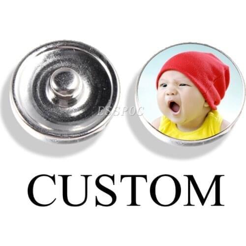 1pcs Custom 18mm Photo Glass Cabochon Snap Buttons Diy Snap Jewelry for Customize Handmade Charm Bracelet Craft Supplies