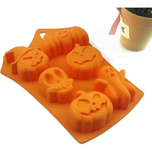 1Pcs Halloween Skull Pumpkin Bat silicone cake mold Fondant Party Cake Baking Kitchen Decor Chocolate Fudge Mould DIY