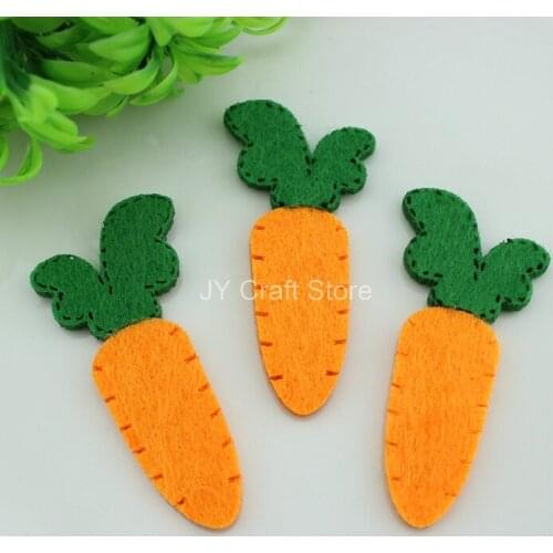100pcs/lot Large Kawaii Orange Non-Woven Fabric Green leaf Carrot (2.75") Appliques Felt Patches for Festival Decor FZ0127