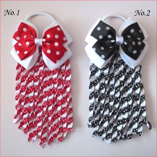 20 BLESSING Good Girl 4.5" Double Angel Hairbow Ribbon Plait Ponytail Elastic