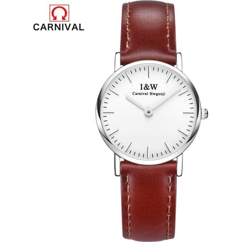 2018Carnival Luxury Fashion Brand Womens Watch Ms Simple Color Leather Band Thin Dial Casual Quartz Wrist Watch Classic Watch