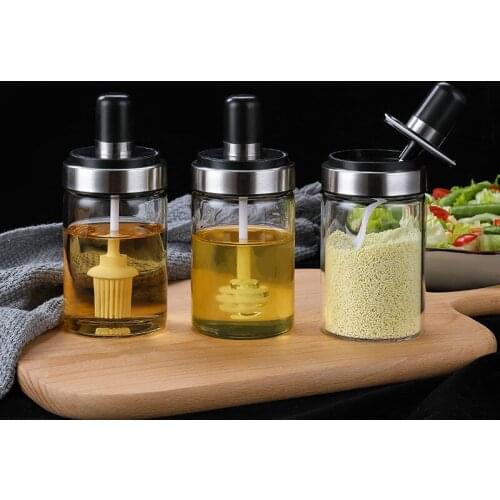 250ml Spice Jar Spice Bottle Salt Pepper Jar Seasoning Jar Moisture-proof Lid Spoon Seasoning Container Kitchen Seasoning Bottle