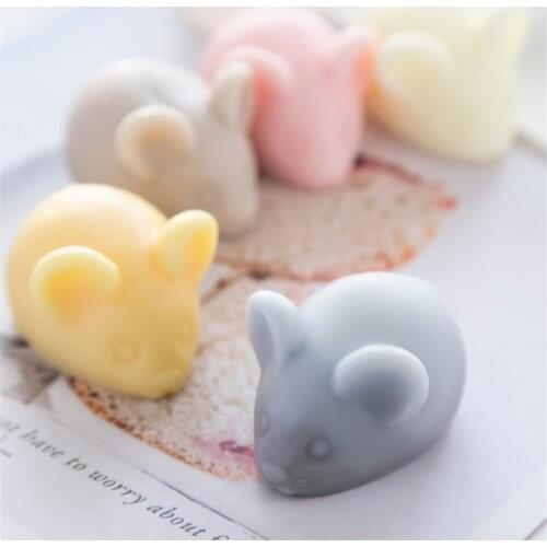 3D Cute Mouse Shape Silicone Candle Mold DIY Aromatherapy Plaster Molds Fondant Cake Baking Mould Handmade Soap Decoration