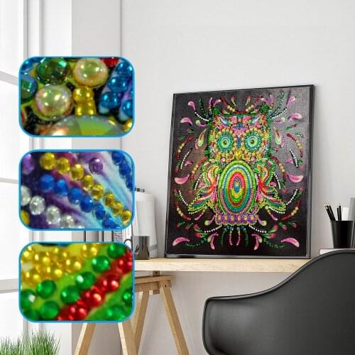 5D DIY Special Shaped Diamond Painting Cross Stitch Cartoon Owl NeedleworkHome Decor Round Rhinestone Diamond Embroidery
