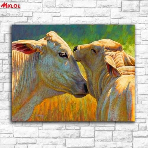 Large Wall Art Cattle Affection Canvas Painting For Living Room Home Decoration Oil Painting On Canvas Wall Painting Unframed